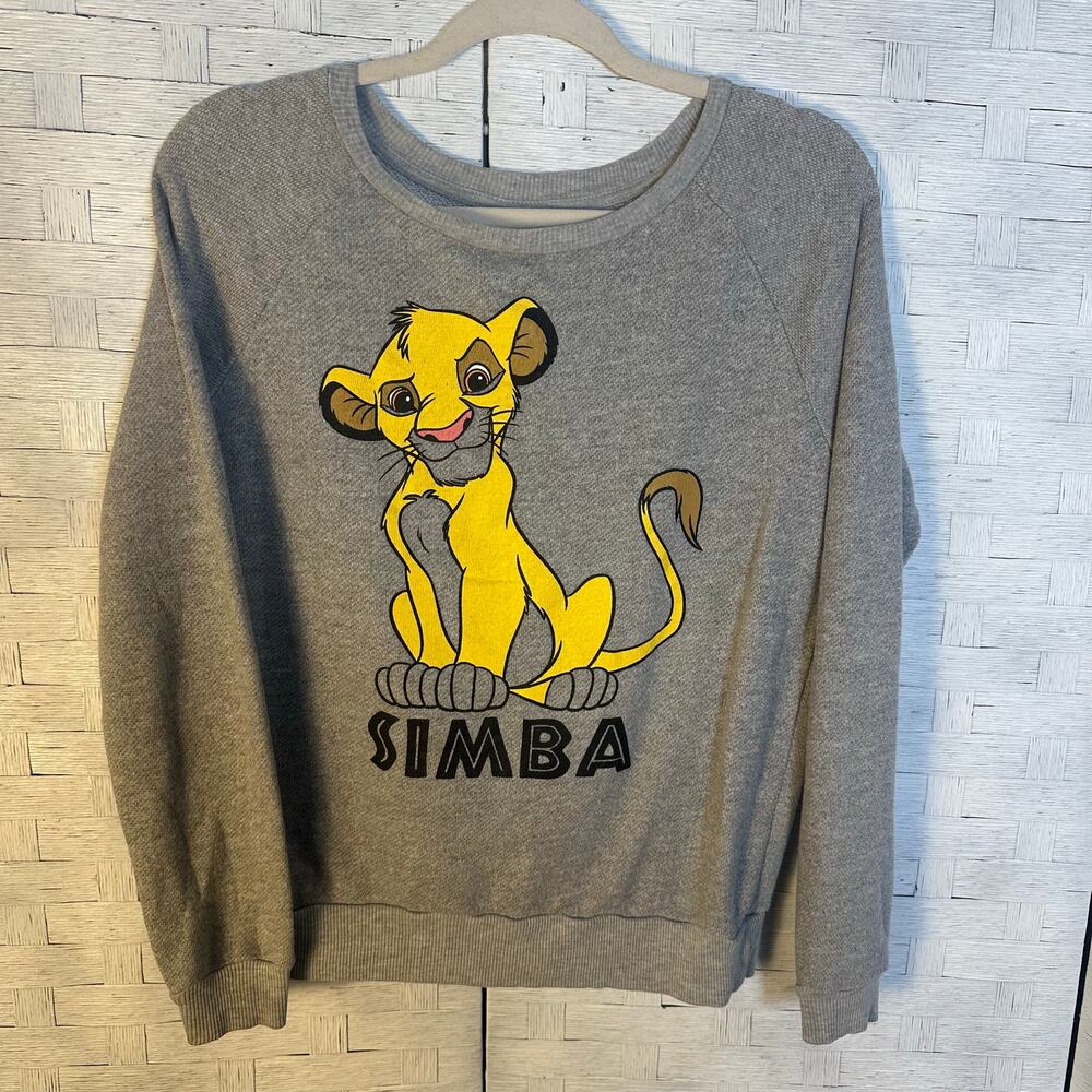 Disney vintage women’s young Simba sweatshirt gray‎ soft cozycore